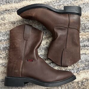 Los Altos Brown Leather Men's Pull-On Work Boots